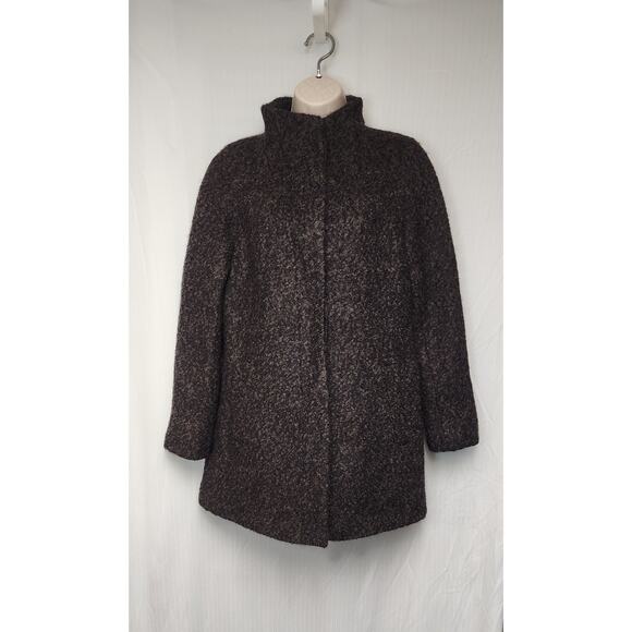 Ann Klein Tweed Wool Blend Mid Length Coat Jacket Size M Black/Reds - Picture 2 of 9